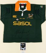 A South Africa Rugby centenary shirt (1906-2006) signed by the team captain John Smit,