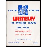 War Cup Final programme Blackburn Rovers v West Ham United 8th June 1940,
light vertical fold,