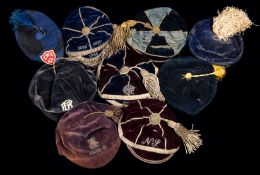 A miscellany of nine sporting caps,
dated examples ranging between 1896 and 1906-07,