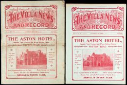 Two Aston Villa v Sunderland programmes,
7th October 1911 and 7th January 1914,