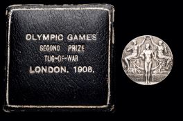 A London 1908 Olympic Games silver second place prize medal awarded to the Liverpool Police