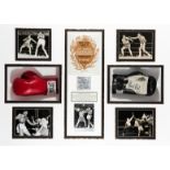 A Muhammad Ali v Henry Cooper autographed display,