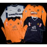 A group of four Shaun Newton Wolverhampton Wanderers jerseys,
i) a long-sleeved grey No.