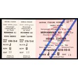 Muhammad Ali v Henry Cooper unused ringside ticket for the Heavyweight Championship of the World