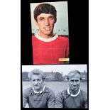 The autographs of George Best, Bobby Charlton & Denis Law,