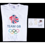 A London 2012 Olympic Games Team GB t-shirt signed by the heptathlon gold medallist Jessica Ennis,