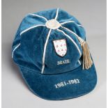 A blue England v Brazil international cap season 1981-82,
inscribed BRAZIL,