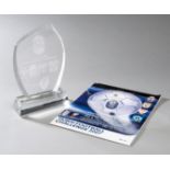 A cased glass plaque presentation for the 2007 Dubai Challenge Cup Football Tournament,