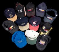 Twelve international motorsport, TV station and miscellaneous caps,