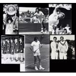 A collection of 85 b&w Tennis press photographs dating circa 1940s-1980s,
various sizes,