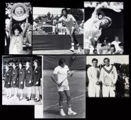 A collection of 85 b&w Tennis press photographs dating circa 1940s-1980s,
various sizes,