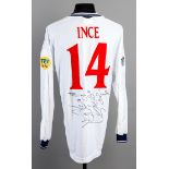 Paul Ince: a signed white England No.