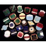 A group of 26 gilt-metal & enamel Football Association Steward's badges from the 1970s and 1980s,