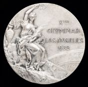 A Los Angeles 1932 Olympic Games silver second-place prize medal,
in silver, designed by Prof.