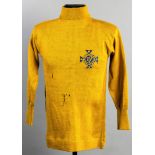 A yellow Northern Ireland goalkeeping jersey 1920s,
a woollen sweater with roll neck, long-sleeved,