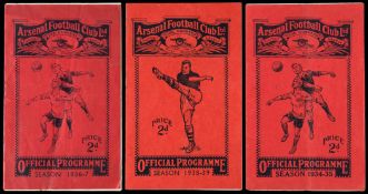 Three England international match programmes played at Highbury,