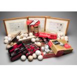 A collection of golf balls,