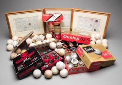 A collection of golf balls,