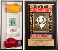 A Muhammad Ali v Joe Frazier autographed boxing presentation,