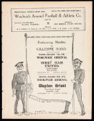 Woolwich Arsenal v Leeds City programme 6th December 1913,
lacking red outer covers,