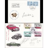 Rare Gerhard Mitter signed 1967 Swiss hillclimb and four other signed F1 postal covers,