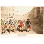 After Theodore Lane
RACKETS BEING PLAYED AT KING'S BENCH PRISON
hand coloured engraving by George