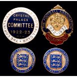 Four football badges originally owned by A.G.