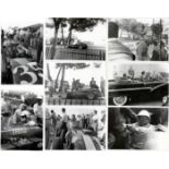 1957 period photos of that year's Monaco Grand Prix, Monzanapolis, and a sportscar race,