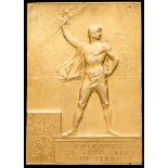 A Paris 1900 Olympic Games gilt winner's plaque,
in gilt by F Vernon,