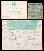 A signed menu for the Cardiff v New Zealand post-match dinner 21st November 1953,