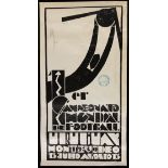 The monochrome version of the official Uruguay 1930 World Cup poster,
33 by 53cm., 13 by 21in.