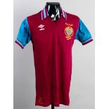 An unnumbered spare claret & blue Aston Villa jersey from the 1977 Football League Cup Final,