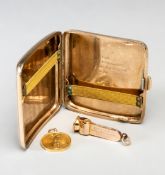 A 9ct. gold cigarette case being a prize won by A.G.