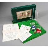 A 1950s boxed set of Subbuteo Table Rugby,
playing pitch, a pair of posts,