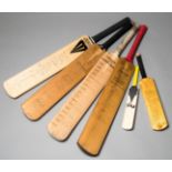 Six autographed cricket bats signed by Australians,