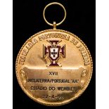 A Portuguese Football Association medal commemorating the international match v England played at