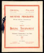 A boxing programme for Crystal Palace 21st February 1929 featuring Jack Hood v Len Harvey and other