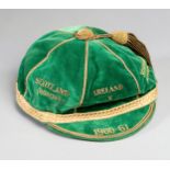 A green Republic of Ireland international football cap awarded to Noel Cantwell of Manchester