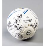 A football signed by the Real Madrid team on the occasion of the 2002 Champions League Final at