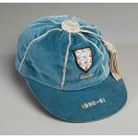 A blue England international cap awarded to Phil Neal of Liverpool for the match v Spain in season