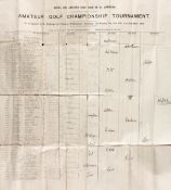 A draw sheet for the 1901 Amateur Golf Championship at St Andrews,