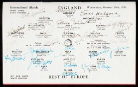 A fully-signed England v Rest of Europe programme for the match played at Highbury, Arsenal,