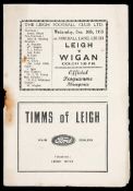 A small collection of programmes including an issue for the Leigh v Wigan rugby league friendly