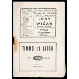 A small collection of programmes including an issue for the Leigh v Wigan rugby league friendly