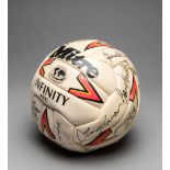 A football signed by the England team who played Switzerland at Wembley 15th November 1995,