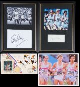 Autographs of the rival British middle distance athletes Sebastian Coe, Steve Ovett and Steve Cram,