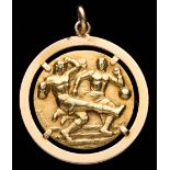 An Italian Football Association 18k continental gold medal commemorating the England v Italy