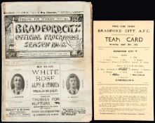 Bradford City v Sunderland programme 16th March 1912,
old,
