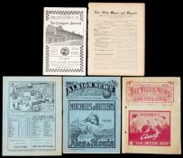 Five Tottenham Hotspur away programmes,
Aston Villa 1.10.1921 (lacking covers) & Aston Villa 16.4.