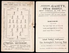 Notts County v Preston North End programme 7th October 1897,
an official match card,